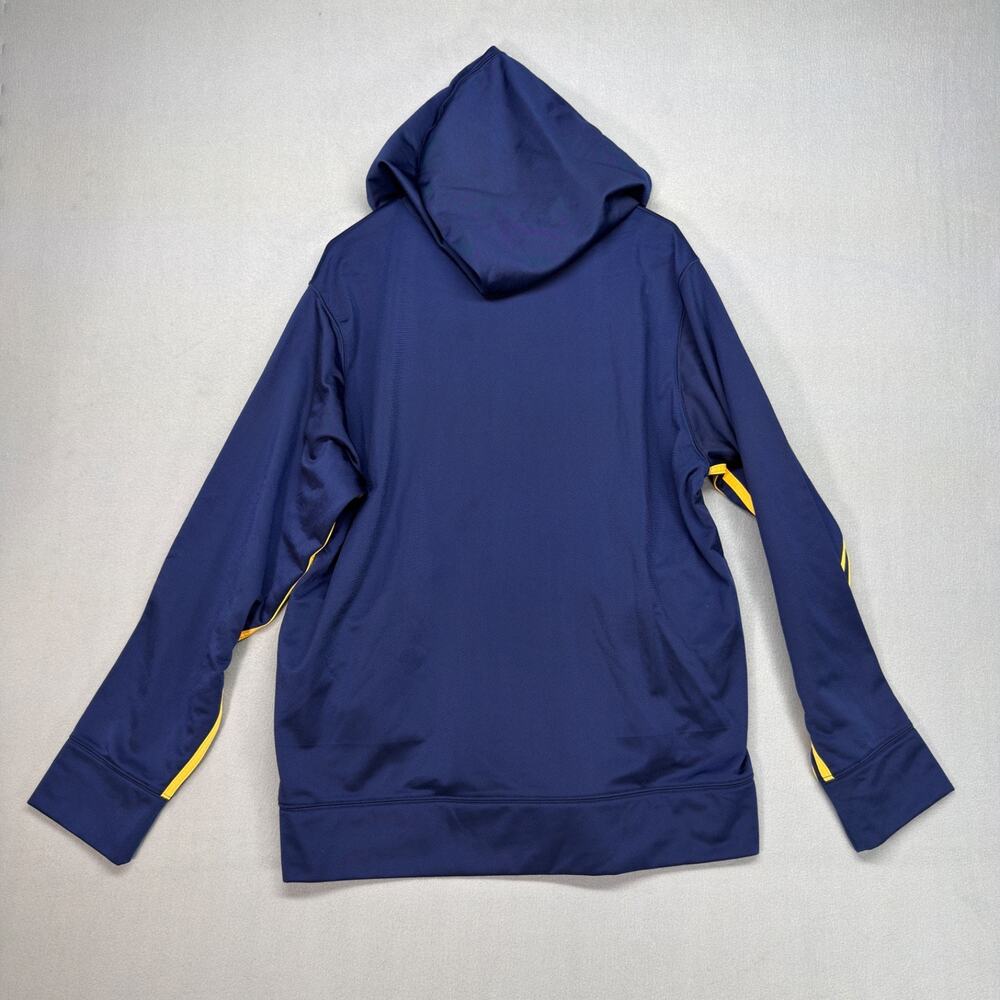 Vintage Adidas Hoodie Mens XL Blue Zip Up 3 Stripe Yellow Track Jacket Y2K - Picture 9 of 9